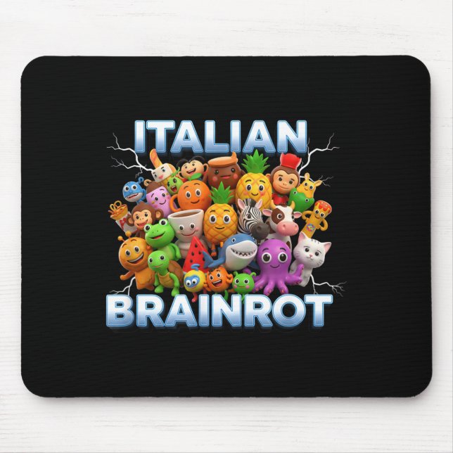 Tapis De Souris Italy Italian Brainrot Funny Meme Characters Trend (Devant)