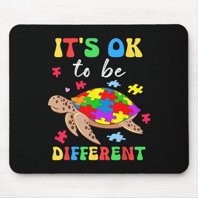 Tapis De Souris Its Different Turtle Puzzle Heart Autism Awareness (Devant)
