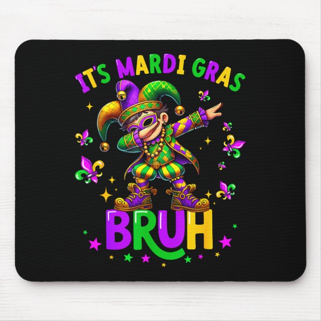 Tapis De Souris It's Mardi Gras Bruh Dabbing Leprechaun Jester New (Devant)
