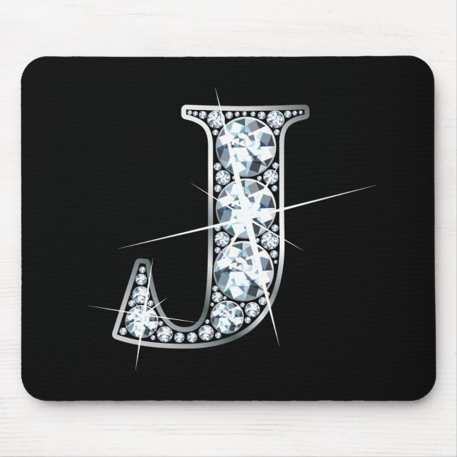 Tapis De Souris "J" Faux-"Diamond Bling" Mousepad (Devant)
