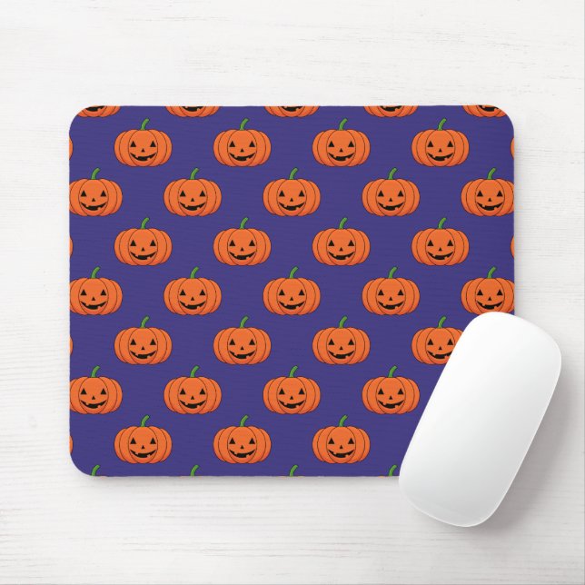 Tapis De Souris Jack-O'Lantern Citrouille Motif d'Halloween (Avec souris)