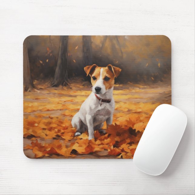 Tapis De Souris Jack Russell à l'automne Feuilles automne Inspire (Avec souris)