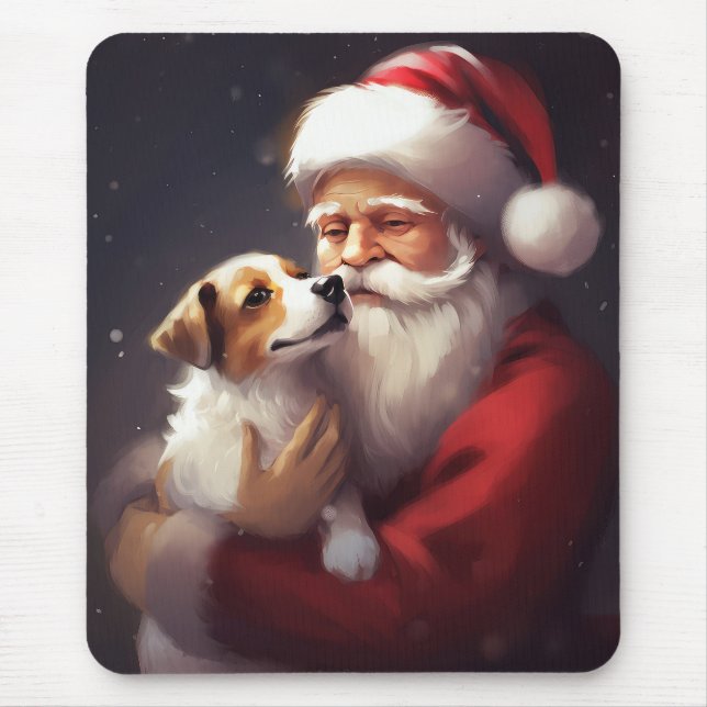 Tapis De Souris Jack Russell Avec Noël Festif Du Père Noël (Devant)