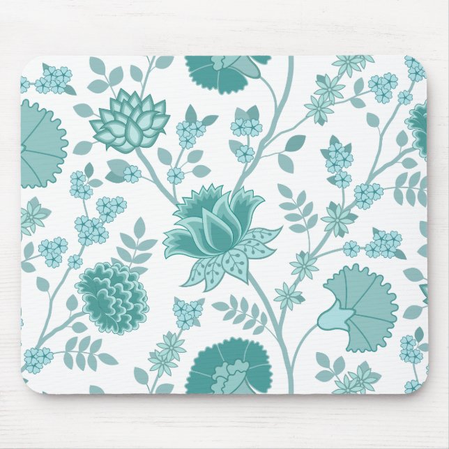 Tapis De Souris Jacobean Floral Big Motif Tee sur blanc (Devant)