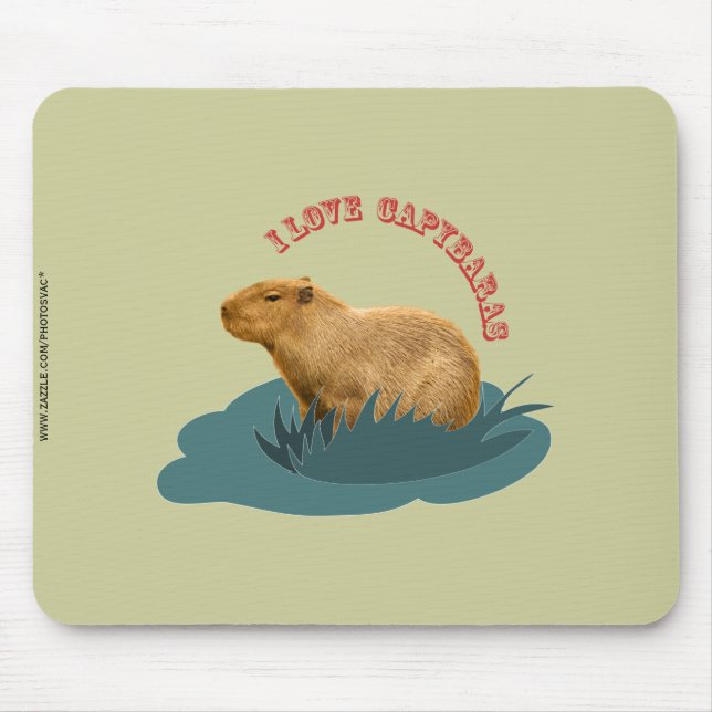 Tapis De Souris J'adore les capybaras Amoureux de capybara mignon (Devant)