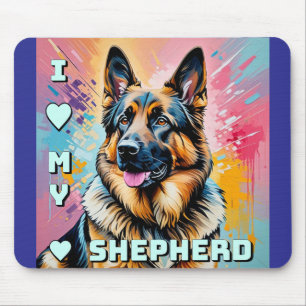 Tapis De Souris J'adore mon berger allemand