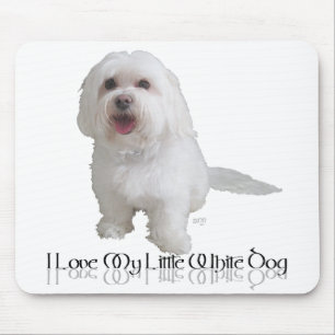 Tapis De Souris J'adore mon petit chien blanc - Havanais