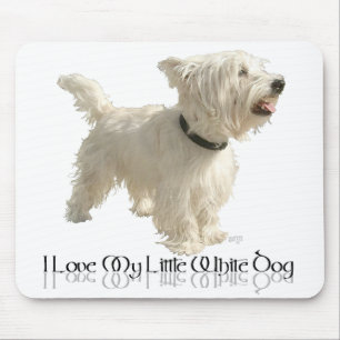 Tapis De Souris J'adore mon petit chien blanc - Westie