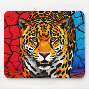 Tapis De Souris Jaguar sur fond de terre fissurée