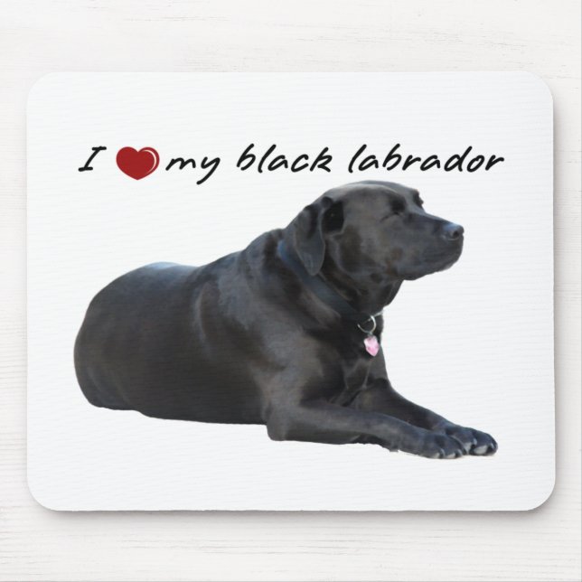 Tapis De Souris J'ai "coeur mon Labrador Retriever" avec une photo (Devant)
