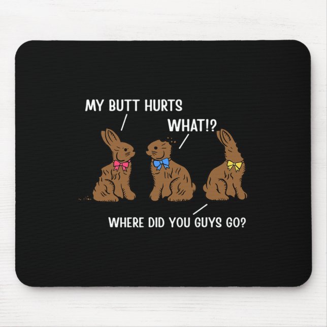 Tapis De Souris J'ai mal au coeur Joyeux oeufs de lapin de Pâques  (Devant)