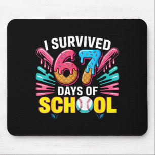 Tapis De Souris J'ai survécu 67 jours d'école 67 Mème Baseball Gla