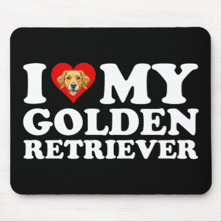 Tapis De Souris J'aime (Cœur) Mon Golden Retriever