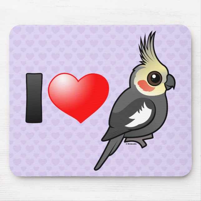 Tapis De Souris J'aime des Cockatiels (Devant)