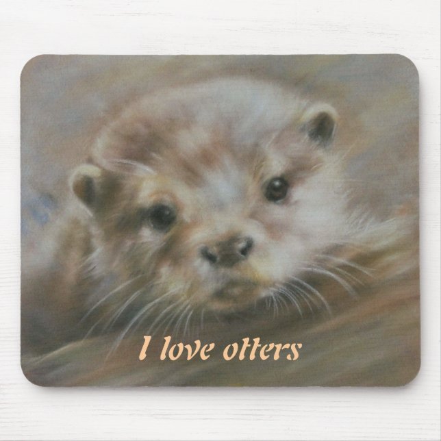 Tapis De Souris J'aime des loutres (Devant)