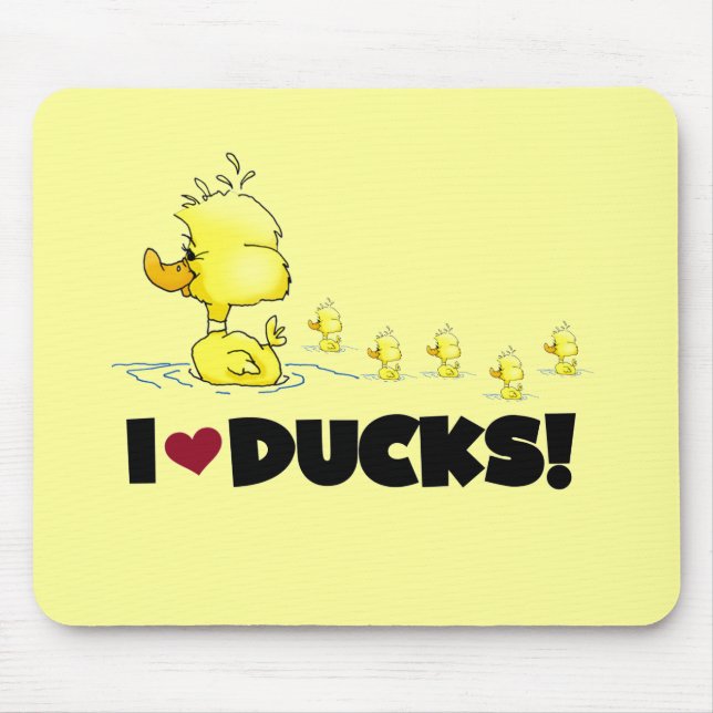 Tapis De Souris J'aime des T-shirts et des cadeaux de canards (Devant)