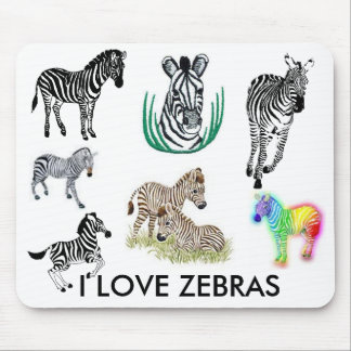 Tapis De Souris J'aime des zèbres Mousepad