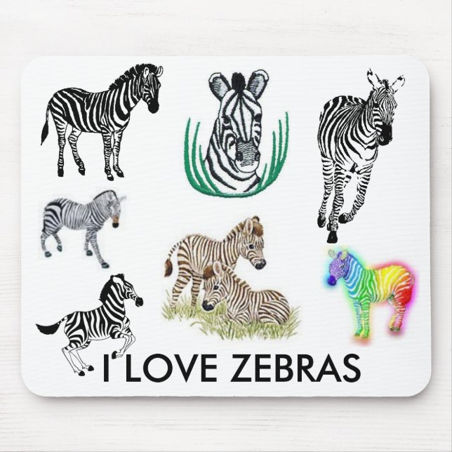 Tapis De Souris J'aime des zèbres Mousepad (Devant)