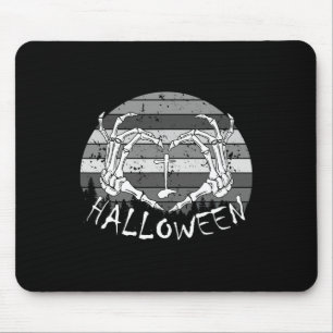 Tapis De Souris J'Aime Halloween Funny Bone Mains Crâne Coeur Rétr