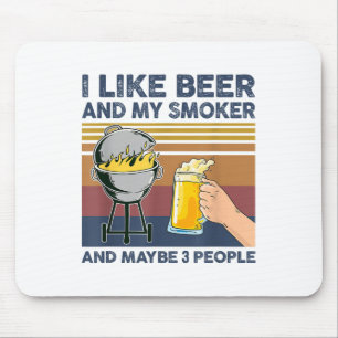 Tapis De Souris J'Aime La Bière Et Mon Fumeur Et Peut-Être 3 Perso