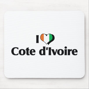 Tapis De Souris J'Aime Le Drapeau De Côte D'Ivoire
