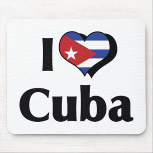 Tapis De Souris J'aime le drapeau de Cuba
