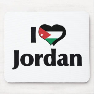 Tapis De Souris J'aime le drapeau de la Jordanie