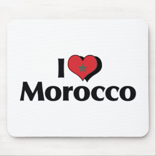 Tapis De Souris J'aime le drapeau marocain