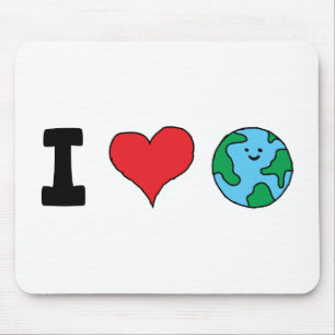 Tapis De Souris J'aime le monde Joyeux Clipart Terre Cute Earth