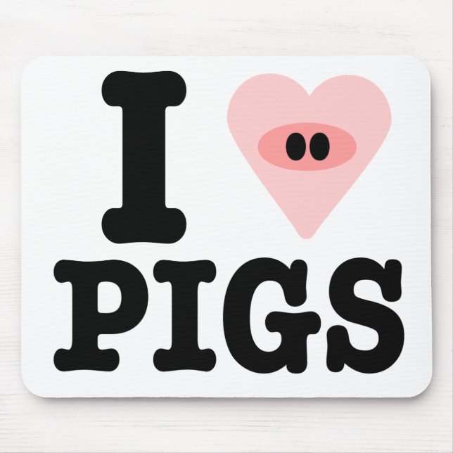 Tapis De Souris j'aime le mousepad de porcs (Devant)