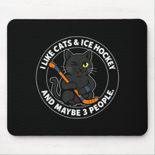 Tapis De Souris J'aime les chats de hockey sur glace et peut-être