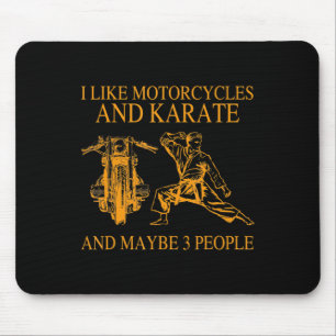 Tapis De Souris J'aime les motos et le karaté et peut-être 3 perso