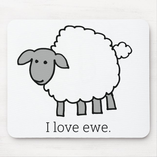 Tapis De Souris J'Aime Les Moutons D'Ewe (Devant)