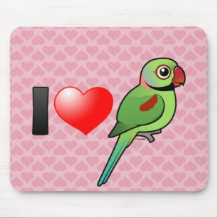 Tapis De Souris J'aime les perruches alexandrines