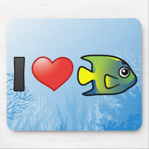 Tapis De Souris J'aime les poissons-anges de la Reine