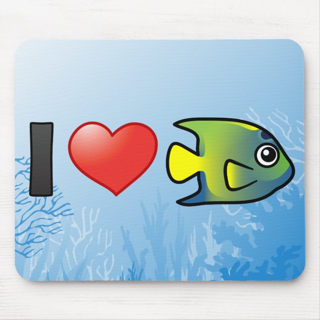 Tapis De Souris J'aime les poissons-anges de la Reine (Devant)