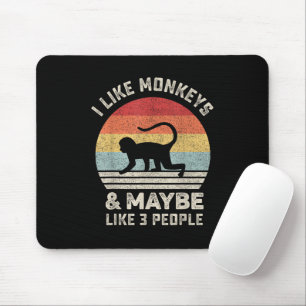 Tapis De Souris J'aime les singes & Peut-être 3 personnes Drôle Ré