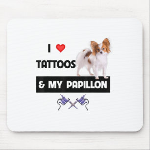 Tapis De Souris J'Aime Les Tatouages Et Mon Papillon Chien Maman P