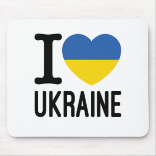 Tapis De Souris J'aime l'Ukraine Coeur drapeau ukrainien