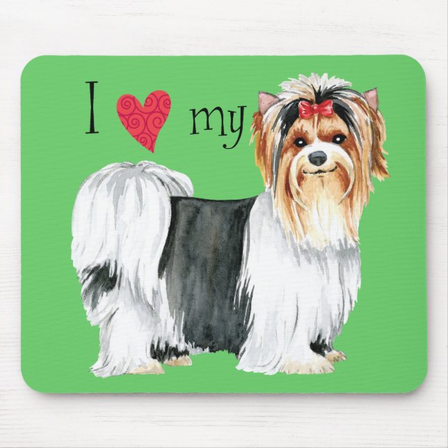 Tapis De Souris J'aime ma Biewer Terrier (Devant)