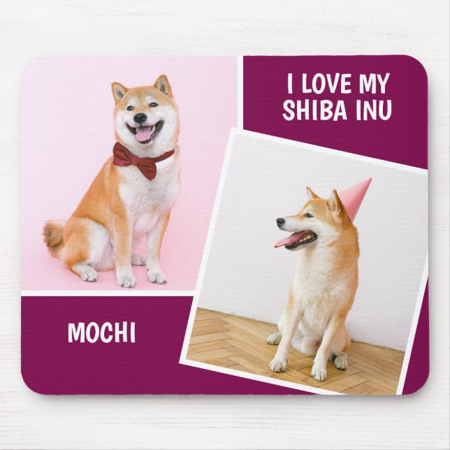 Tapis De Souris J'Aime Ma Shiba Inu Deux Photo (Devant)