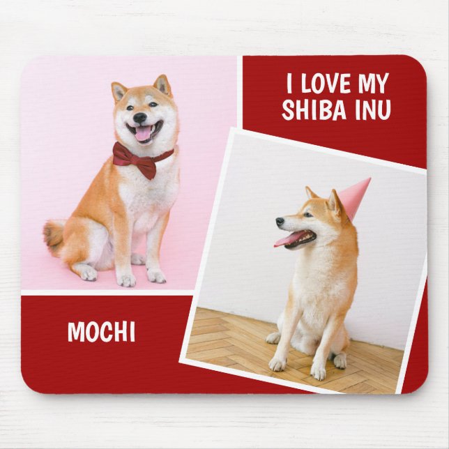 Tapis De Souris J'Aime Ma Shiba Inu Deux Photo (Devant)