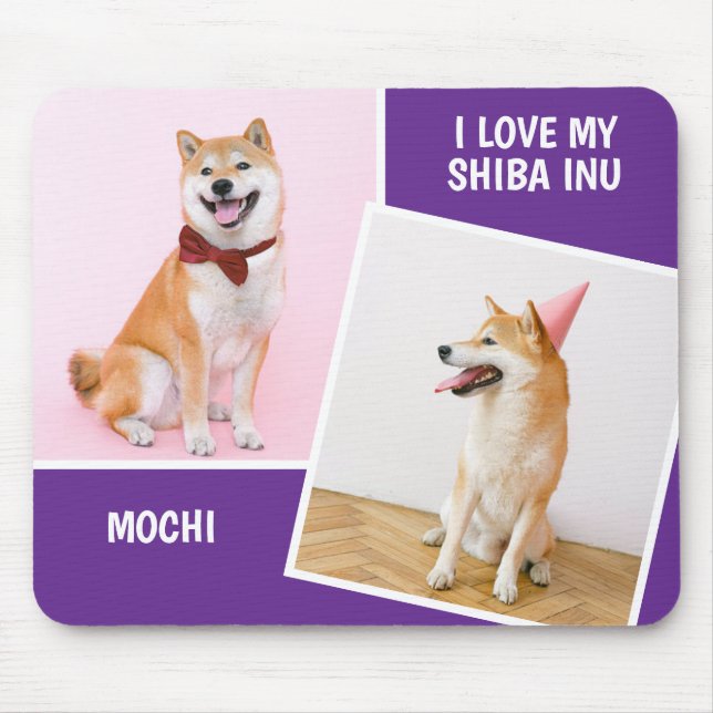 Tapis De Souris J'Aime Ma Shiba Inu Deux Photo (Devant)