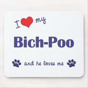 Tapis De Souris J'aime mon Bich-Poo (le chien masculin)