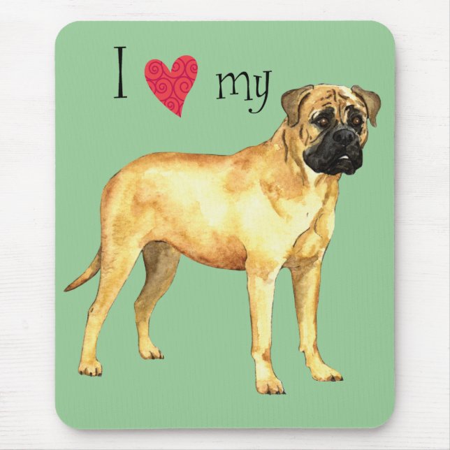 Tapis De Souris J'aime mon Bullmastiff (Devant)