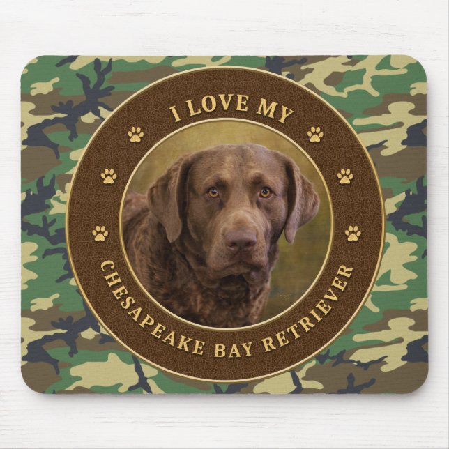 Tapis De Souris J'Aime Mon Chesapeake Bay Retriever Cammo Souris P (Devant)