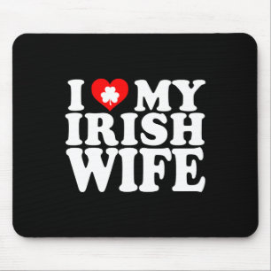 Tapis De Souris J'Aime Mon Coeur Ma Femme Irlandaise Jour de la Sa