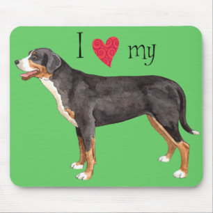 Tapis De Souris J'aime mon grand chien de montagne suisse