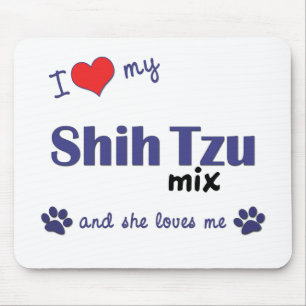 Tapis De Souris J'aime mon mélange de Shih Tzu (le chien femelle)