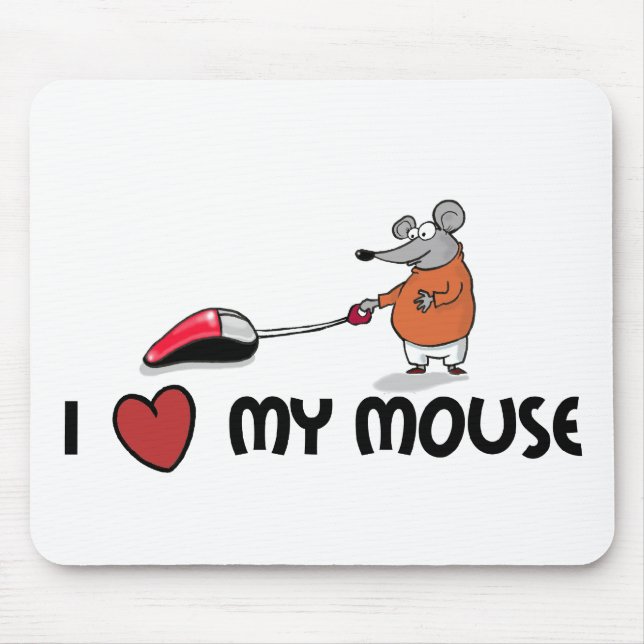 Tapis De Souris J'aime mon mousepad cartooned par souris (Devant)